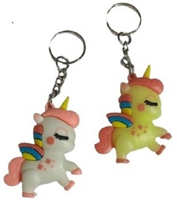 Indirang Pack of 2 White & Yellow Unicorn Doll Keychains Key Chain