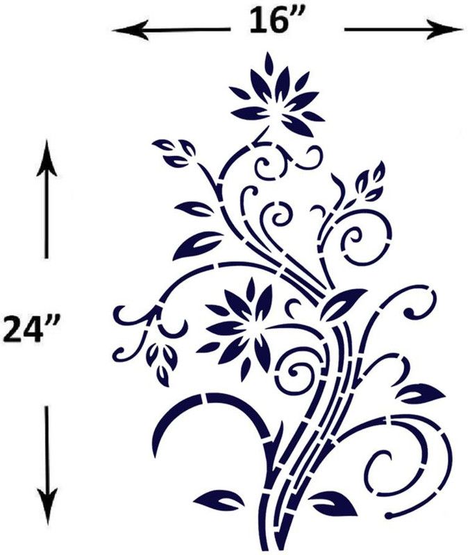 PARDECO Suitable for Room Decor Ceiling Craft and Floors (16 inchx 24 inch) Paint Design Floret Stencil  (Pack of 1, Beautyful)