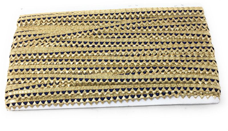Inhika 9 Meters Lace Border Material, Gota Patti , Polyester Fabric (1 cm Wide, Navy Blue) for saree dupatta lehenga blouse Lace Reel  (Pack of 1)