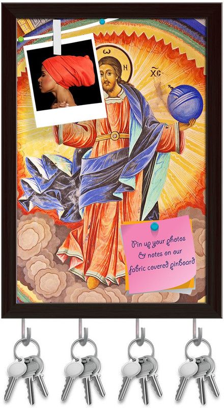 Artzfolio Jesus Christ Rila Monastery Bulgaria Pinboard & Key Hooks Dark Brown6x8.5in Cork Bulletin Board  (Multicolor 6 x 8.5 inch (15 x 22 cms))