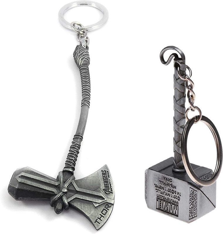 Skyrich Avenger Infinity War Endgame Thor Axe Storm Thor Hammer Mjolnir Metal Keychain Key Chain