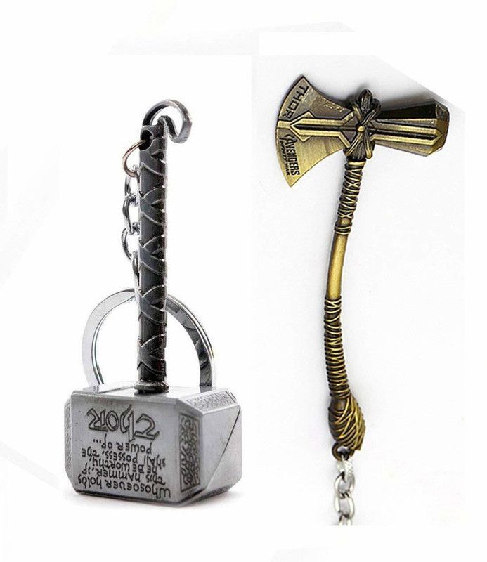 gtrp Avengers Infinity War Thor axe Hammer Stormbreaker Alloy Antique Silver Colour Keychain Key Chain