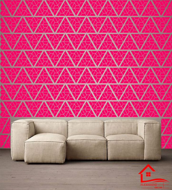 FLEXISHINE DECOR Triangle Pattern Wall Design Stencil For Wall Painting (16 inch x 24 inch) for Home Wall Decoration ? Suitable for Room Decor, Ceiling, Craft and Floors Stencil  (Pack of 1, Paint Home Decor)