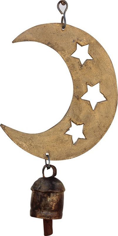 DeKulturework Coppper Crescent Ghantada Wind Chime Decorative Bell Gold Plated Decorative Bell  (Brown, Pack of 1)
