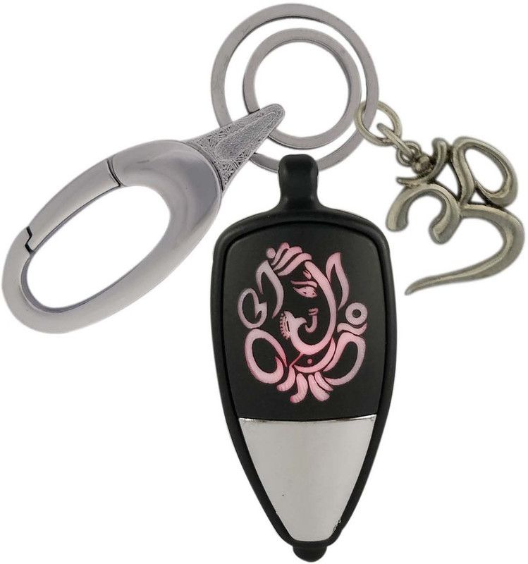 HANDSOME ISK Jai Dev Jai Dev Ganpati Maharaj Vighan Harta style Multicolor Light Reflection with Push Button with OM along with Stylist High Quality Hanging Lock Key Chain