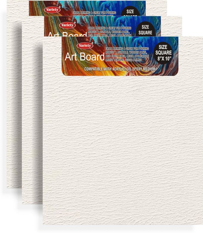 Variety Canvas 8" x 10" GESSO PRIMED ART BOARD ARTIST GRADE PACK OF 3 Acrylic Acrylic Coated Acrylic Primed Board, Primed Canvas Board (Set of 3)  (White)