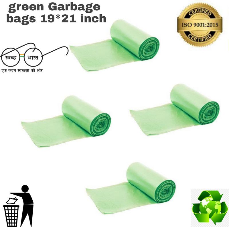 MJ Exim green polythene bags-04 Medium 13 L Garbage Bag  (120Bag )