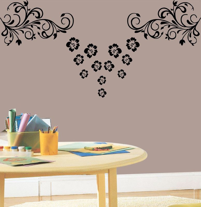 YMS Size:- 16" X 24" Trenchy Blossom Wallart Wall Stencil  (Pack of 1, FLORAL PATTERN)