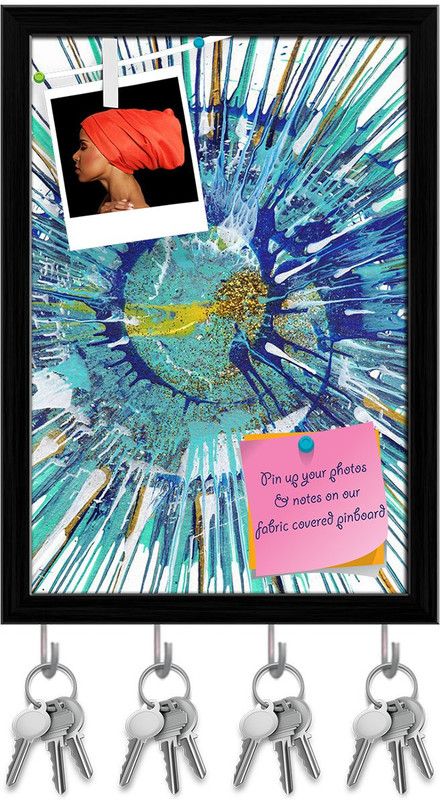 Artzfolio Contemporary Modern Art in Jackson Pollock style Pinboard Black 8x11.4in Cork Bulletin Board  (Multicolor 8 x 11.4 inch (20 x 29 cms))