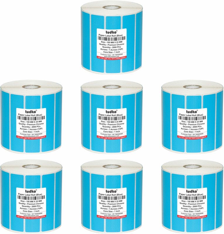 tudko 100 mm X 25 mm Chromo Self Adhesive Paper Label  (Chromo Label Blue)