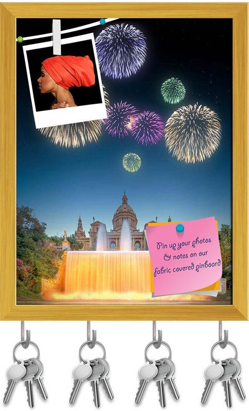 Artzfolio Magic Fountain Light Show In Barcelona Spain Pinboard Key Hooks Golden 6x7.6in Cork Bulletin Board  (Multicolor 6 x 7.6 inch (15 x 19 cms))