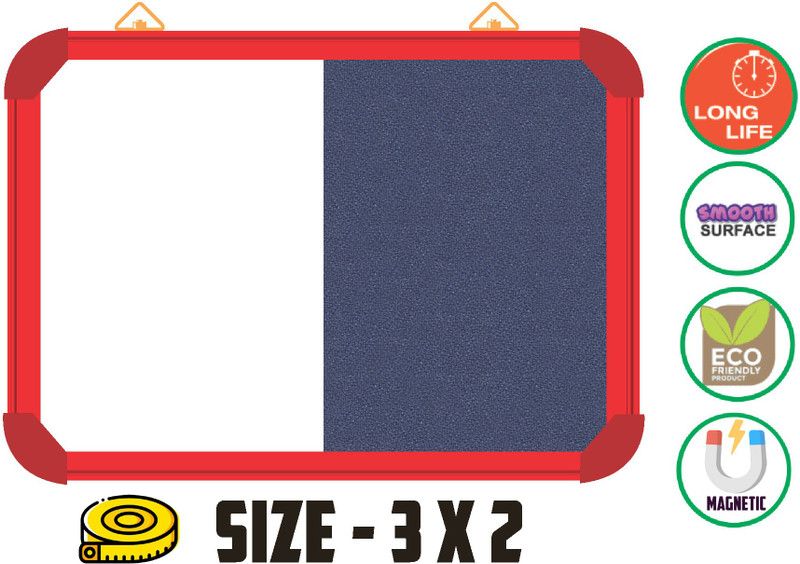 WRITING AND DISPLAY MAGNETIC board for office & school lightweight 3*2 feet, RED Aluminium (CHINA SEA)Bulletin Board Bulletin Board MAGNETIC BOARD Bulletin Board CORK Bulletin Board  (CHINA SEA)