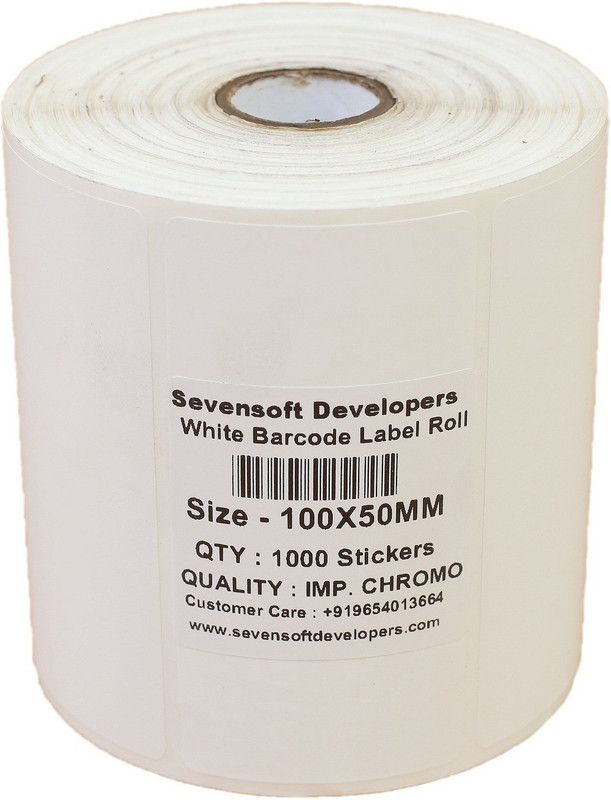 Sevensoft Developers 100X50MM Barcode Label (4X2 INCH) Self-adhesive Paper Label  (White)