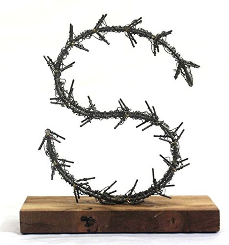 Online Art Effects Wood & Metal Antique Home Decor Table Top "S" For Office & Home Wooden Geometric Object