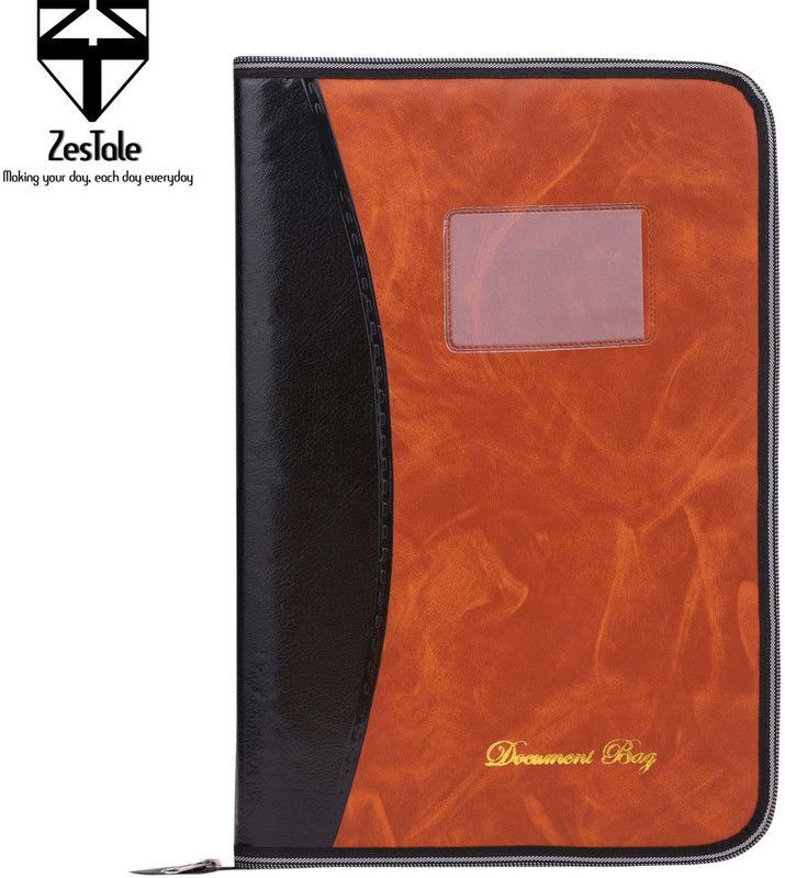 ZesTale PU Leather Document File Folder/ Certificate Holder  (Set Of 1, Brown)