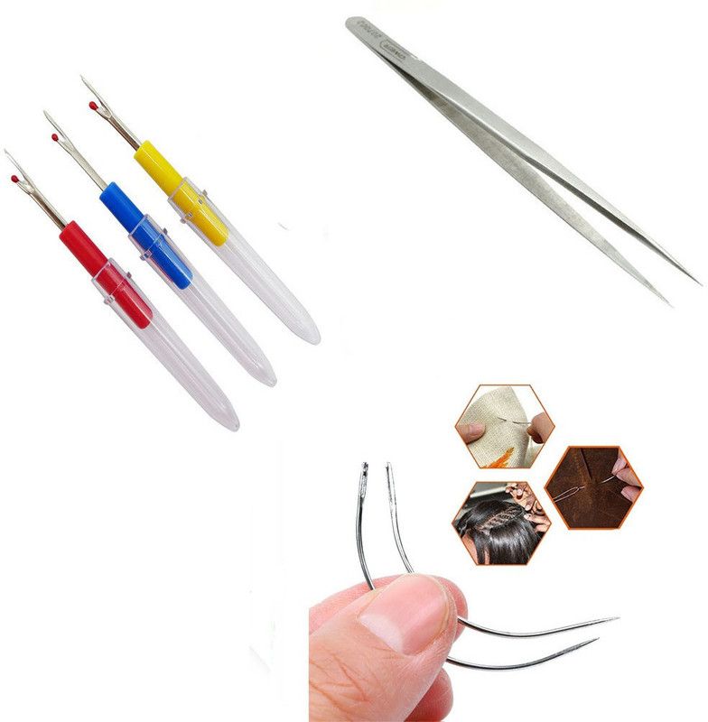 Crafts Haveli 3 Items Combo : 3 Seam Ripper, 2 Curved Needle & Tweezer Sewing Kit