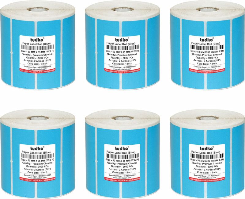 tudko 50 mm X 35 mm Chromo Self Adhesive Paper Label  (Chromo Label Blue)