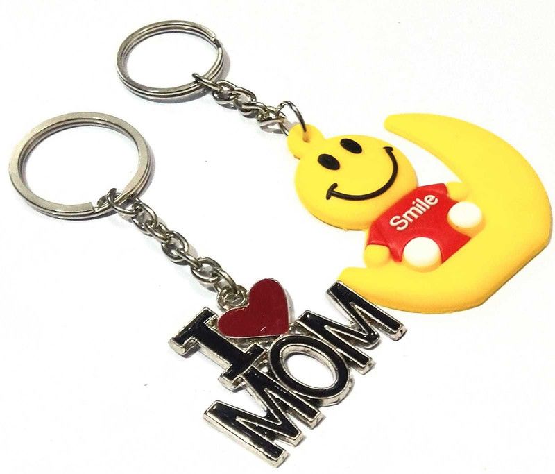 ROYALSHOP smiley and mom key ring for mother maa mummy mamma set of 2 Key Chain