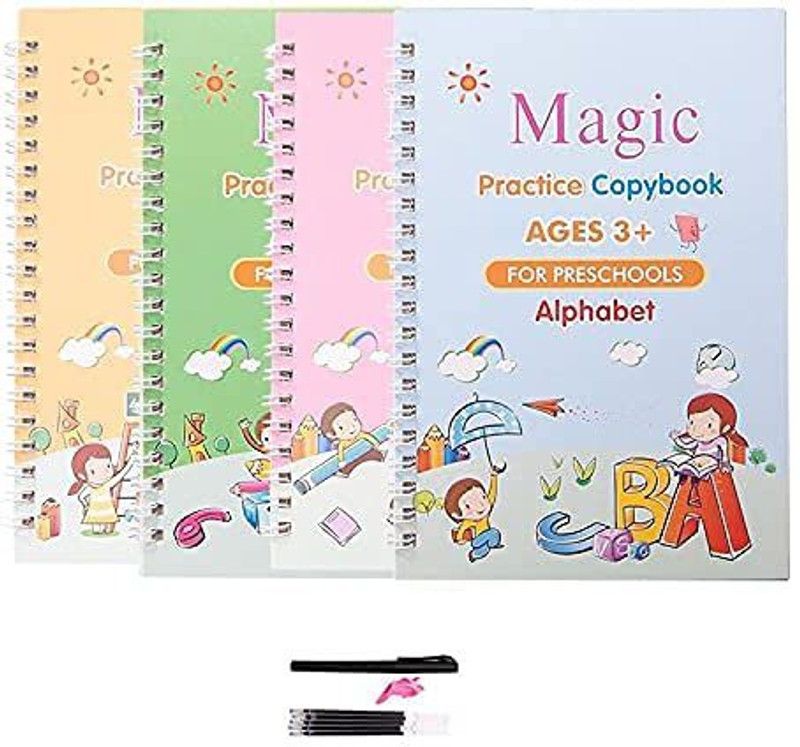 JIXXIJI Copybook (4 Books,10 Refill), Number Tracing Book for Preschoolers with Pen,