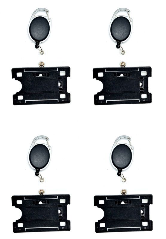 AKAN Plastic ID Badge Holder, ID Badge Reel  (Pack of 4)
