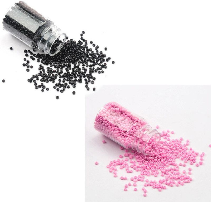 AN Sunshine 100 Gram Seed Beads Black Baby Pink Black Baby Pink Beads  (100 g)