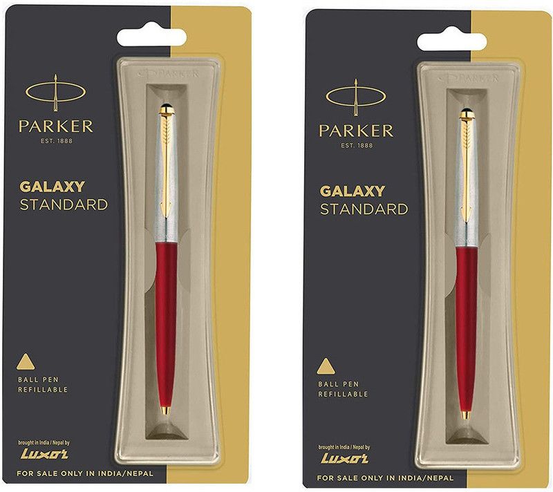 PARKER GALAXY STANDARD GOLD TRIM BALL PEN – RED Ball Pen  (Pack of 2, Blue)