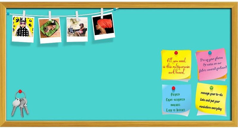 Artzfolio Blues & Cyans Medium Turquoise Colour Notice Pin Board Soft Board with Push Pins Cork Bulletin Board  (Medium Turquoise 24 x 12 inch (61 x 30 cms))