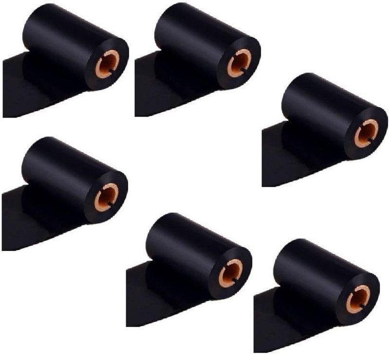 youtech 80 mm X 300 Meters, (3.15inchX300meters) Thermal Transfer Barcode Ribbon (WAX), Set of 6 Ribbon Non-adhesive Paper Label  (Black)