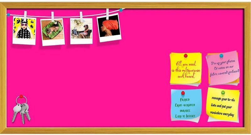 Artzfolio Pinks Deep Pink Colour Notice Pin Board Soft Board with Push Pins Cork Bulletin Board  (Deep Pink 24 x 12 inch (61 x 30 cms))