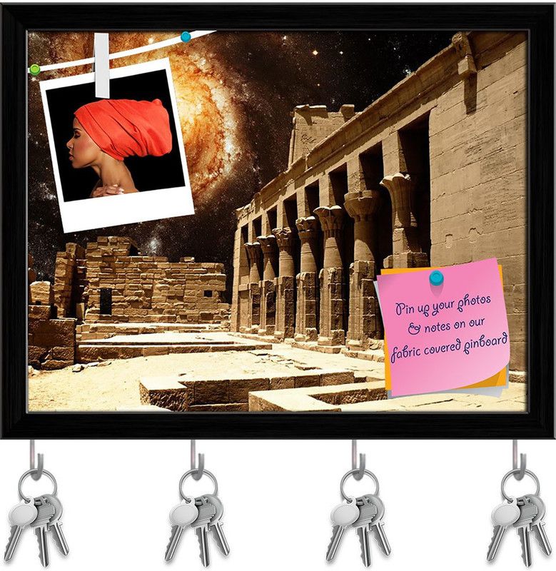 Artzfolio Temple Of Isis At Philae Island Pinboard with Key Holders Black Frame15.4x12inch Cork Bulletin Board  (Multicolor 15.4 x 12 inch (39 x 30 cms))