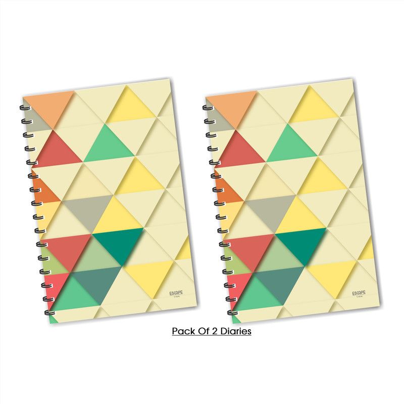 ESCAPER Piramid Patterns (Ruled) Designer Diary, Journal, Notebook, Notepad - Pack of 2 Diaries A5 Diary Ruled 160 Pages  (Multicolor, Pack of 2)