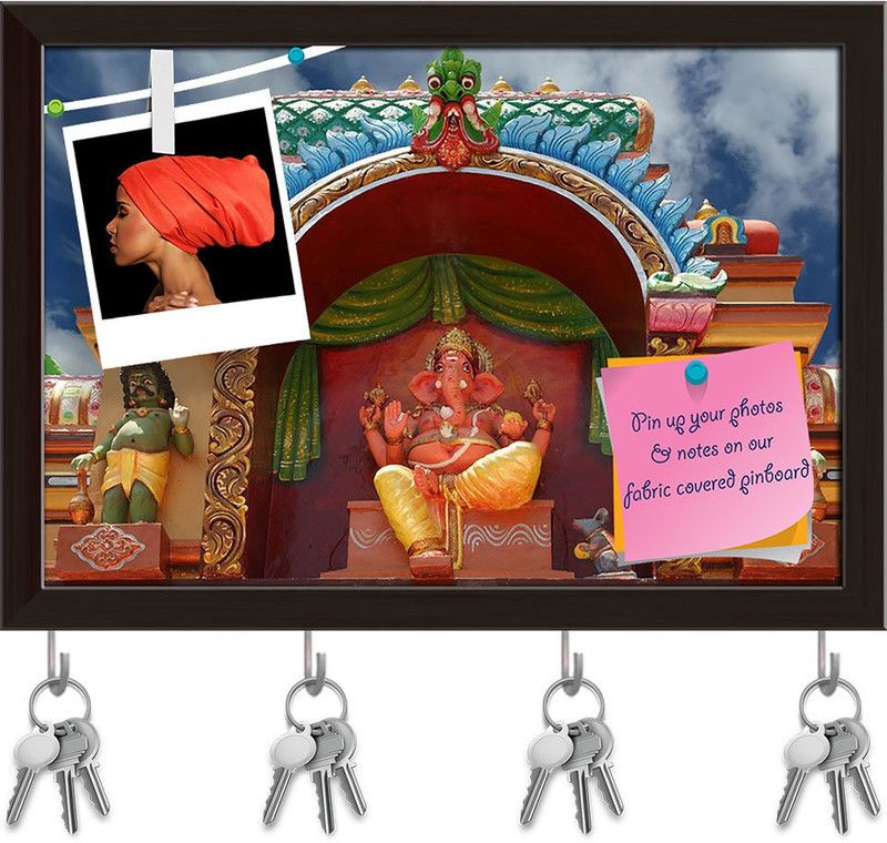 Artzfolio Gods Hindu Temple South India Kerala Pinboard & Key Hooks Dark Brown8.4x6in Cork Bulletin Board  (Multicolor 8.4 x 6 inch (21 x 15 cms))