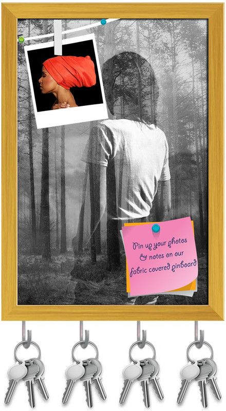 Artzfolio Portrait Of Woman In Forest Pinboard with Key Holders Golden Frame10x14.5inch Cork Bulletin Board  (Multicolor 10 x 14.5 inch (25 x 37 cms))