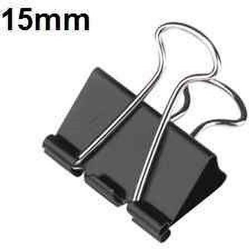 MS PRODUCTZ Premium 15mm Iron Binder Clip  (Set of 12, Black)