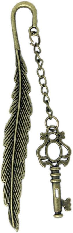 Shoppernation Metal Bookmarks Key - (8STA124) - Antique Copper Look With Feather Design Metal Clip Bookmark  (Tree, Brown)