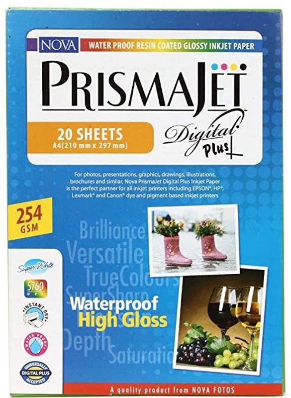 NOVA 254 A4 20 SHEET Prismajet glossy A4 254 gsm Inkjet Paper  (Set of 1, White)