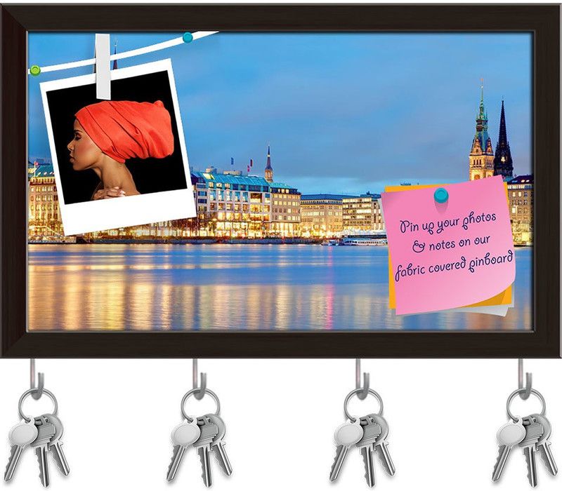 Artzfolio Old Town Hall & River Alster Hamburg Germany Pinboard Dark Brown16.2x10in Cork Bulletin Board  (Multicolor 16.2 x 10 inch (41 x 25 cms))
