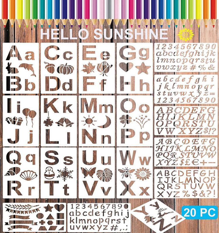 DEQUERA 20 Pack, 4 x 7 Inch, Alphabet Stencils, Letter Stencil, Lettering Alphabet Stenc il, Stencils, Stencils Letters and Numbers, Lettering Stencils, Bullet Journalin g Stencils Stencil  (Pack of 1, Larger Letter Stencil)