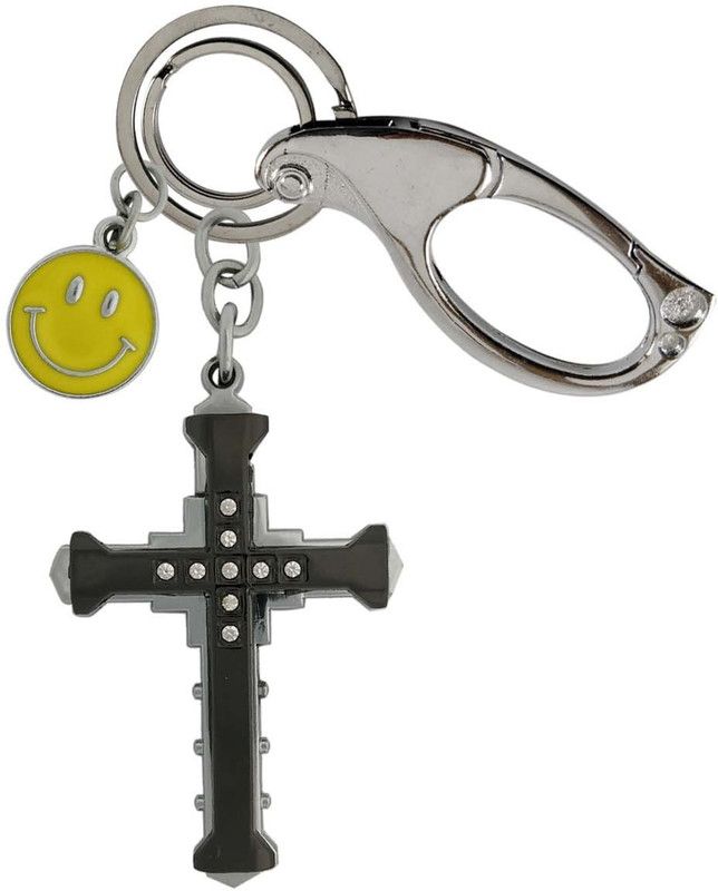 HANDSOME ISK Christian god cross with smile face and high quality hanging lock Key Chain