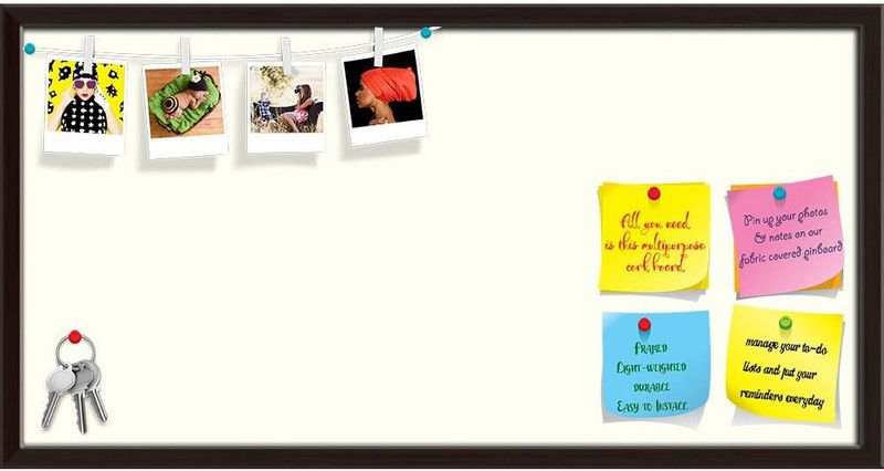 Artzfolio Whites Ivory Colour Notice Pin Board Soft Board with Push Pins Cork Bulletin Board  (Ivory 36 x 18 inch (91 x 46 cms))