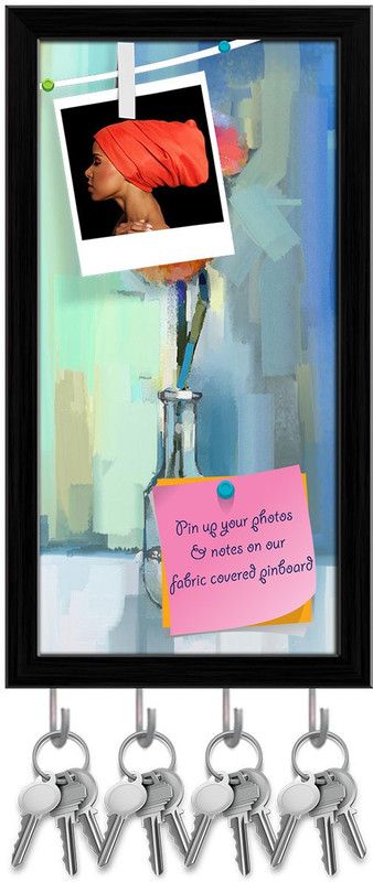 Artzfolio Still Life Of Gerbera Flowers Pin Board with Key Holders Black Frame 6x11.3inch Cork Bulletin Board  (Multicolor 6 x 11.3 inch (15 x 29 cms))