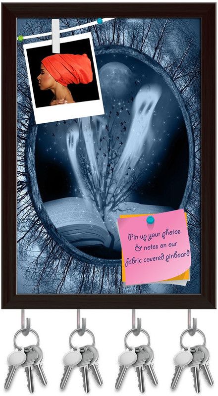 Artzfolio Book With Halloween Stories Pinboard & Key Holders Dark Brown Frame10x14.5inch Cork Bulletin Board  (Multicolor 10 x 14.5 inch (25 x 37 cms))