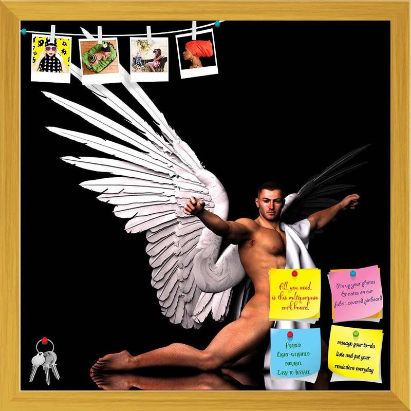 Artzfolio Vengeance Notice Pin Board Golden Frame 20 x 20 inch (51 x 51 cms) Cork Bulletin Board  (Multicolor 20 x 20 inch (51 x 51 cms))