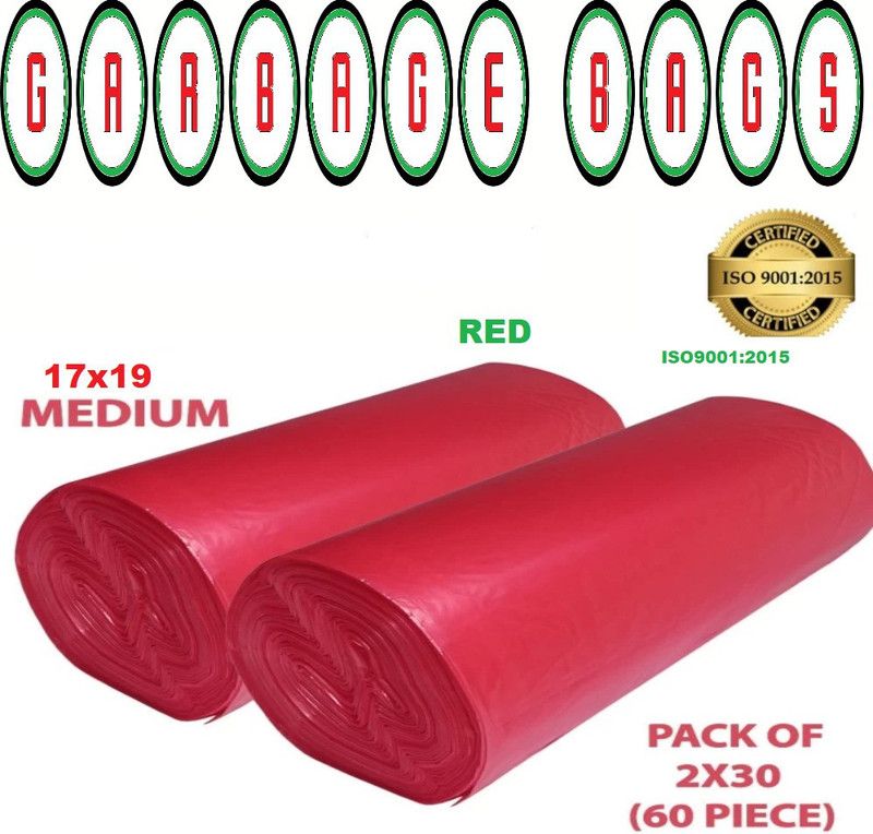 MJ Exim red 17x19 PACK OF ( 60 Bags) Small 12 L Garbage Bag  (60Bag )