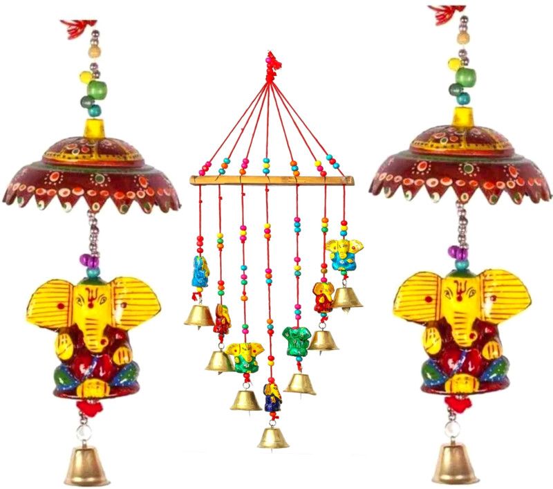 DAKSH HANDICRAFT Microfibre, Wool, Paper, Plastic, Brass Decorative Bell  (Multicolor, Pack of 3)