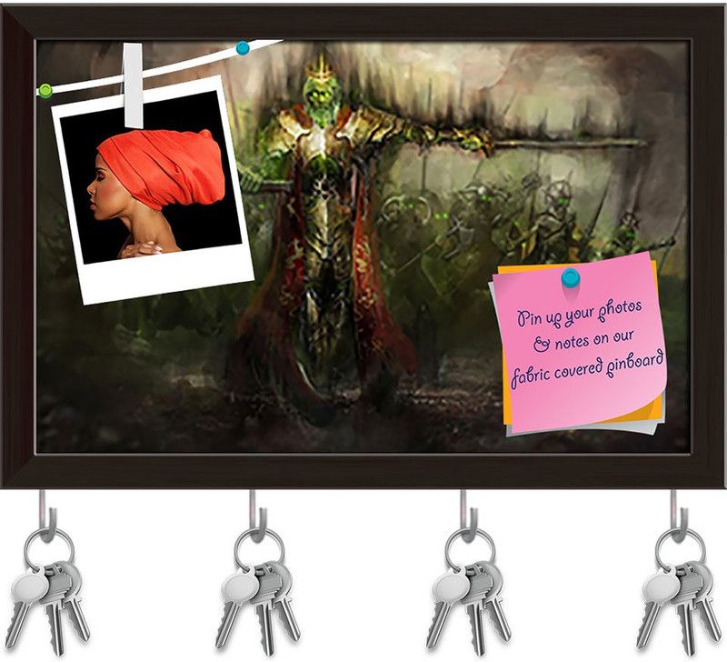Artzfolio Death King Leading His Army Pinboard & Key Holders Dark Brown Frame15.3x10inch Cork Bulletin Board  (Multicolor 15.3 x 10 inch (39 x 25 cms))