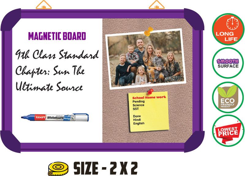 WRITING AND DISPLAY MAGNETIC board 2*2 feet, PURPLE Aluminium (SHIMER ) Board CORK Bulletin Board  (SHIMER)