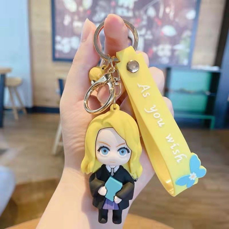 DSR Keychains Cartoon Characters PVC 3D Keychain School bag handbag pendant Car keychains accessories promotional gifts Yellow (Hermione Granger) Key Chain