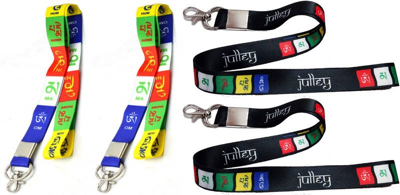 Deethyas Fashion Pack 4 Ladakh Tibetan Prayer Flag 18 Inch Om Mane Julley Printed Fabric Tag Hook Key Chain