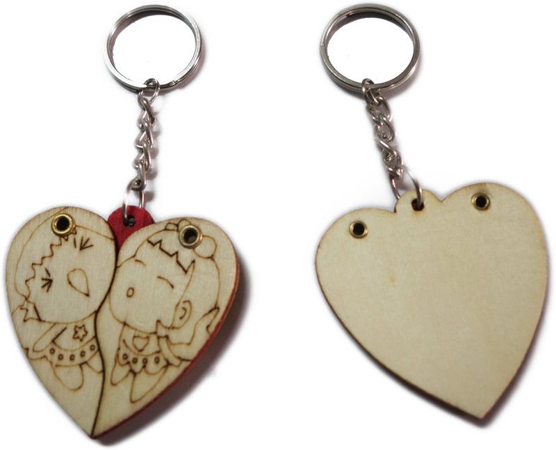 FUNCART fancy wooden heart (2pcs/pack) Key Chain